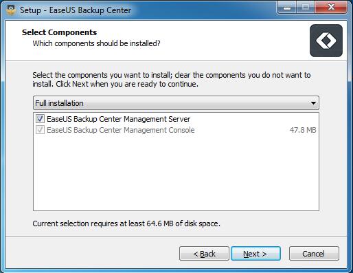 EaseUS Backup Center - インストール