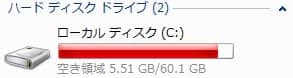 ディスクの表示が赤くなった