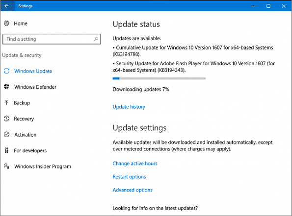 Windows 10新しい累積アップデートKB3194798