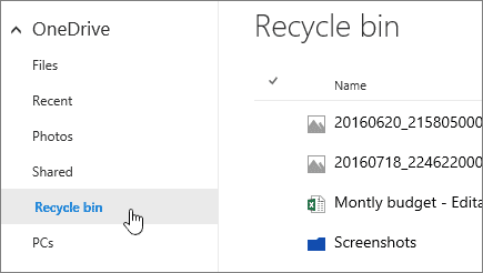 リサイクルビンからOneDriveファイルを復元