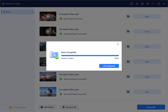 Preview and Save Repaired Videos