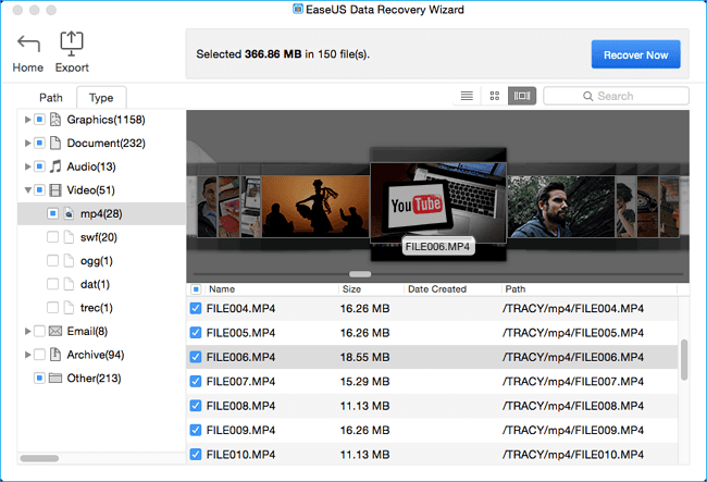 EaseUS Data Recovery Wizard for Mac Screenshot